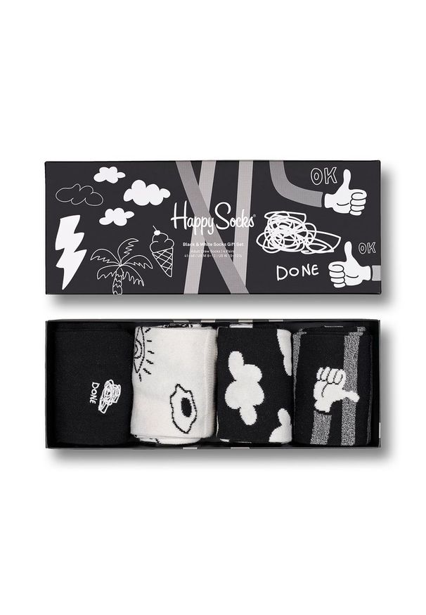 Happy-Socks - Happy Socks - Skarpetki Black And White (4-Pack)