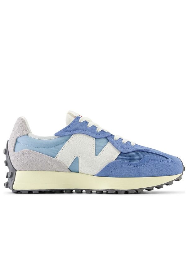 Buty New Balance U327WRA - niebieskie. Okazja: na co dzień. Zapięcie: sznurówki. Kolor: niebieski. Materiał: prążkowany, materiał, guma, zamsz, skóra. Szerokość cholewki: normalna