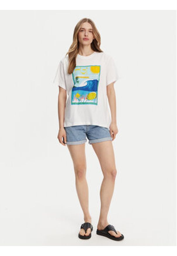 Roxy T-Shirt ERJZT05899 Biały Relaxed Fit. Kolor: biały. Materiał: bawełna