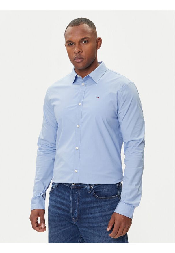 Tommy Jeans Koszula DM0DM04405 Błękitny Slim Fit. Kolor: niebieski. Materiał: bawełna