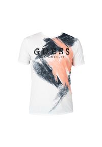 Guess T-Shirty "Pent" | X3GI04KBR42 | Mężczyzna | Biały. Kolor: biały. Materiał: poliester, bawełna. Wzór: nadruk. Styl: klasyczny
