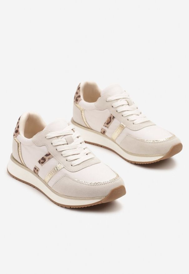 Renee - Jasnoszare Sneakersy z Metalicznym Wzorem Alusa. Nosek buta: okrągły. Zapięcie: sznurówki. Kolor: szary. Materiał: materiał. Obcas: na obcasie. Wysokość obcasa: niski