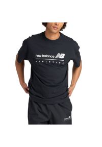 Koszulka męska New Balance MT53525BK - czarna. Kolor: czarny. Materiał: bawełna, materiał. Długość rękawa: krótki rękaw. Długość: krótkie #1