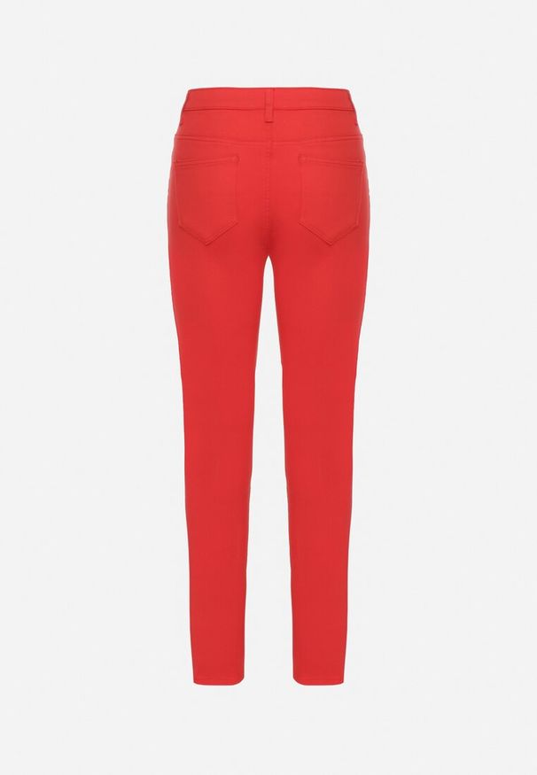 Born2be - Czerwone Spodnie Skinny Kyllienne. Stan: podwyższony. Kolor: czerwony. Długość: długie. Sezon: wiosna