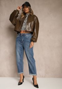 Renee - Niebieskie Jeansy Regular Wiast o Fasonie Mom Fit Gondie. Okazja: na co dzień. Kolor: niebieski. Styl: casual #3