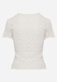 Renee - Biała Dopasowana Bluzka z Koronki z Krótkim Rękawem Britune. Okazja: na co dzień. Kolor: biały. Materiał: koronka. Długość rękawa: krótki rękaw. Długość: krótkie. Wzór: koronka. Sezon: lato. Styl: casual #6