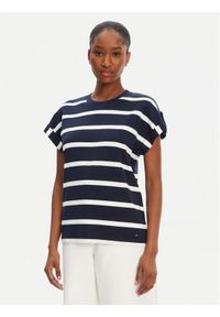 TOMMY HILFIGER - Tommy Hilfiger T-Shirt Gold Button WW0WW45628 Granatowy Regular Fit. Kolor: niebieski. Materiał: bawełna