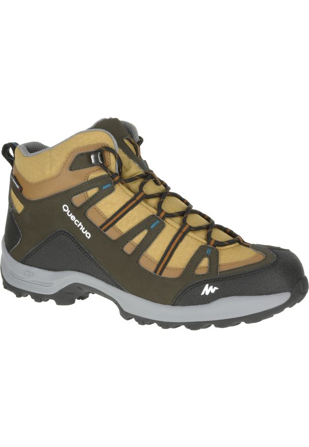 quechua - Buty turystyczne Arpenaz 100 mid męskie. Kolor: beżowy. Materiał: kauczuk. Szerokość cholewki: normalna. Sport: turystyka piesza, wspinaczka