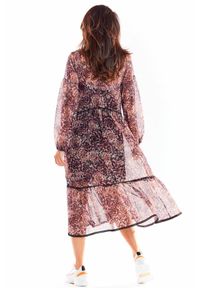 Awama - Długa sukienka z włoskiego szyfonu z modnym printem. Materiał: szyfon. Wzór: nadruk. Długość: maxi #2