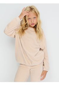 Sinsay - Welurowa bluza crewneck - beżowy. Kolor: beżowy. Materiał: welur #1