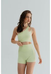 MOONHOLI - Szorty damskie do jogi Moonholi Glam z kieszeniami. Kolor: żółty. Sport: joga i pilates