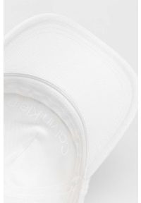 Calvin Klein czapka z daszkiem kolor biały gładka. Kolor: biały. Materiał: włókno, lyocell. Wzór: gładki #3