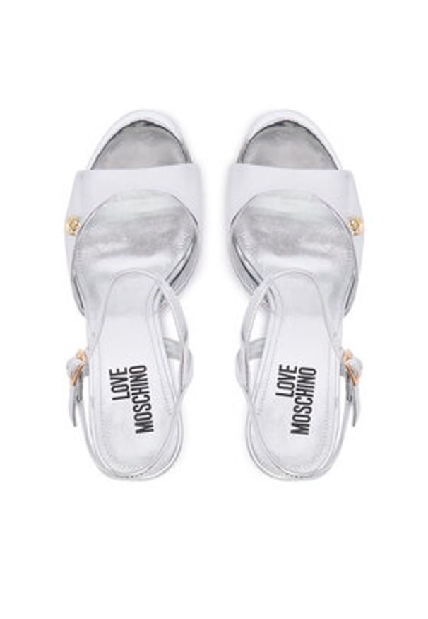 Love Moschino - LOVE MOSCHINO Sandały JA16107G0OJE090B Srebrny. Kolor: srebrny. Materiał: skóra