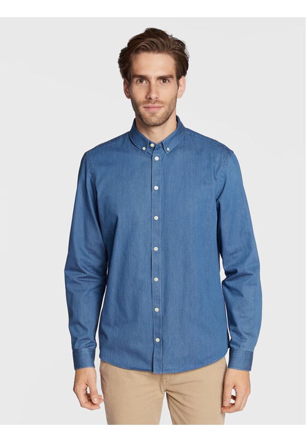 Casual Friday Koszula jeansowa Anton 20504136 Niebieski Regular Fit. Okazja: na co dzień. Kolor: niebieski. Materiał: jeans. Styl: casual
