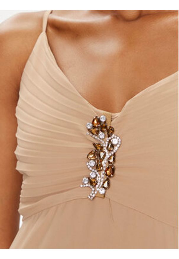 Rinascimento Sukienka wieczorowa CFC0119076003 Beżowy Regular Fit. Kolor: beżowy. Materiał: syntetyk. Styl: wizytowy