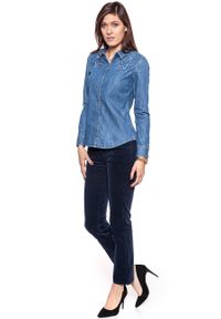 Wrangler - KOSZULA JEANSOWA DAMSKA WRANGLER STAR SHIRT MID INDIGO W5231O68E. Materiał: jeans