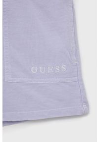 Guess szorty bawełniane dziecięce kolor fioletowy gładkie regulowana talia. Okazja: na co dzień. Kolor: fioletowy. Materiał: bawełna. Wzór: gładki. Styl: casual #2