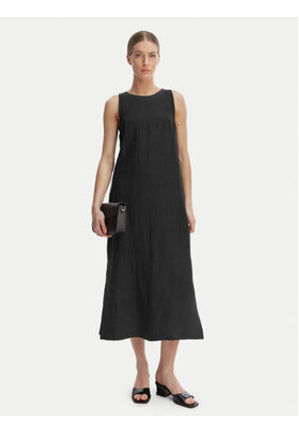 Marella Sukienka letnia Velo 2615221352 Czarny Regular Fit. Kolor: czarny. Materiał: len. Sezon: lato