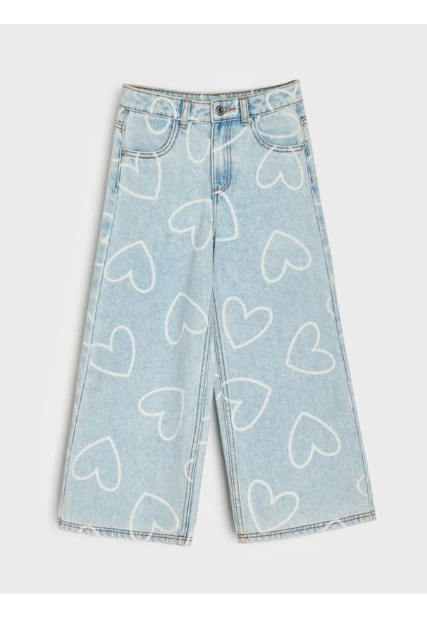 Sinsay - Jeansy wide leg z efektem sprania - szary. Kolor: szary