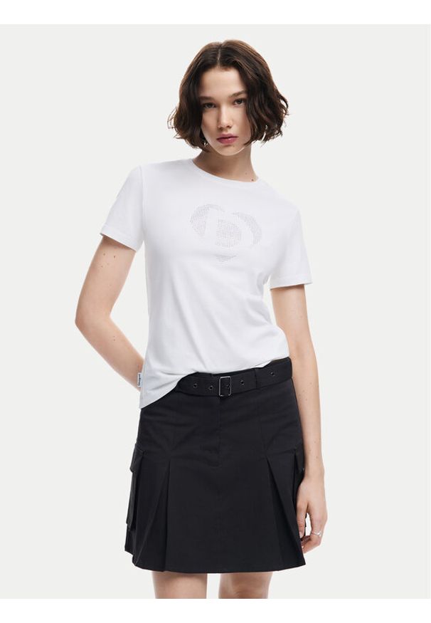 Desigual T-Shirt Daisy 24WWTK01 Biały Slim Fit. Kolor: biały. Materiał: bawełna