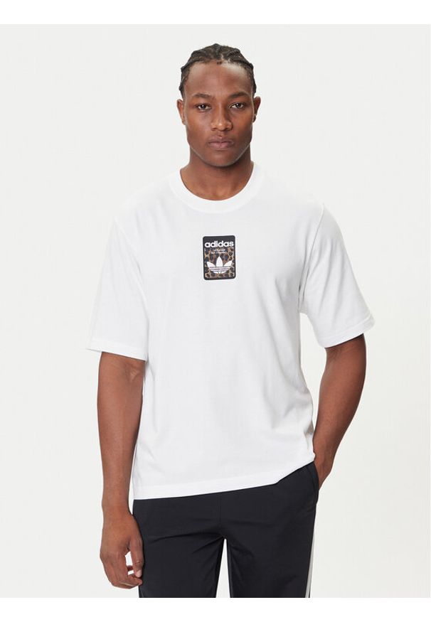 Adidas - adidas T-Shirt Leo JV7570 Biały Oversize. Kolor: biały. Materiał: bawełna