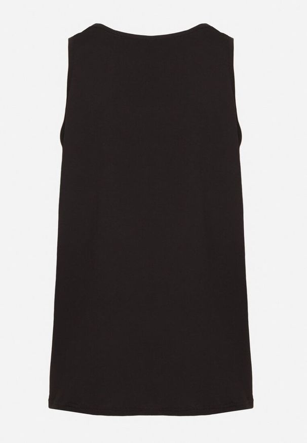 Born2be - Czarna Bawełniana Koszulka Typu Tank Top Zianessa. Kolor: czarny. Materiał: bawełna. Wzór: aplikacja