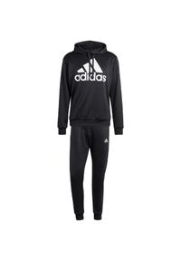 Adidas - Dres męski adidas Terry Hooded Tracksuit. Kolor: wielokolorowy, czarny, biały. Materiał: dresówka #1