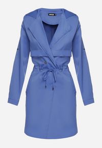 Born2be - Granatowa Kurtka Parka z Klasycznym Kołnierzem Ściągana w Pasie Troczkiem Revapia. Okazja: na randkę, na spacer, do pracy. Kolor: niebieski. Styl: klasyczny #5