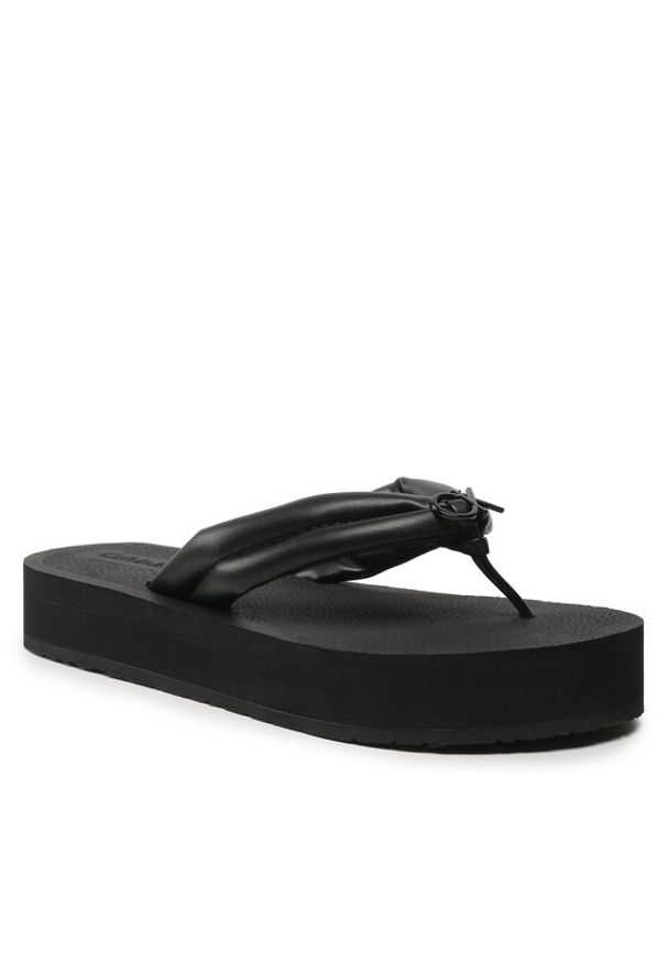 Calvin Klein Japonki Flatform Flip Flop W/Hw HW0HW1503 Czarny. Kolor: czarny. Materiał: skóra