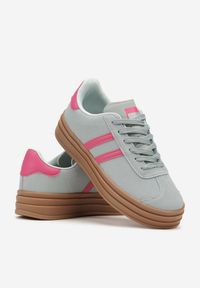 Renee - Niebiesko-Różowe Klasyczne Sneakersy na Niewysokiej Platformie Terilee. Nosek buta: okrągły. Zapięcie: sznurówki. Kolor: niebieski. Materiał: syntetyk, nubuk. Obcas: na platformie. Wysokość obcasa: niski #3