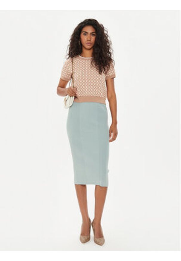 Guess Spódnica ołówkowa W4YD77 Z2YN2 Zielony Slim Fit. Kolor: zielony. Materiał: syntetyk