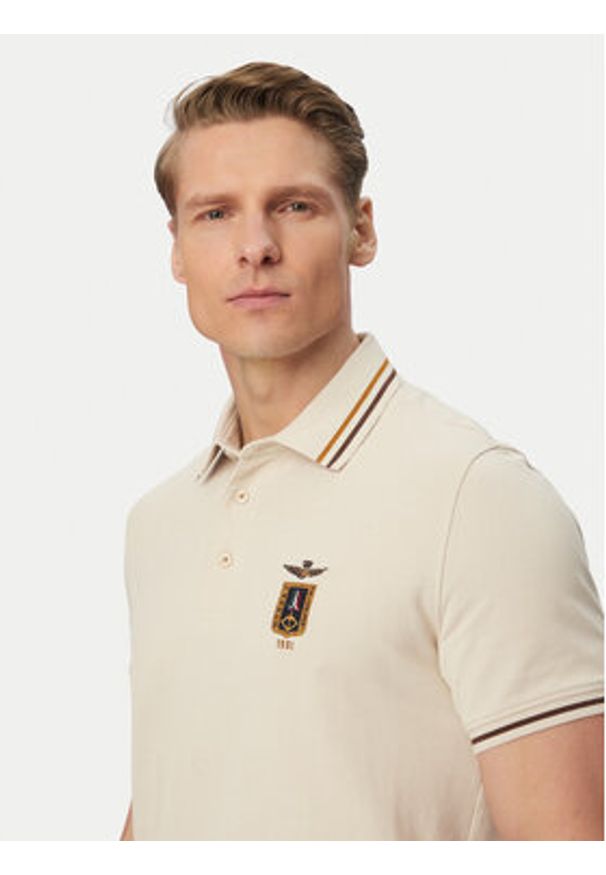 Aeronautica Militare Polo 261PO1914UP00403 Beżowy Regular Fit. Typ kołnierza: polo. Kolor: beżowy. Materiał: bawełna
