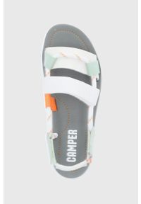 Camper sandały Oruga Sandal damskie kolor biały. Zapięcie: rzepy. Kolor: biały. Materiał: guma, materiał. Obcas: na obcasie. Wysokość obcasa: niski