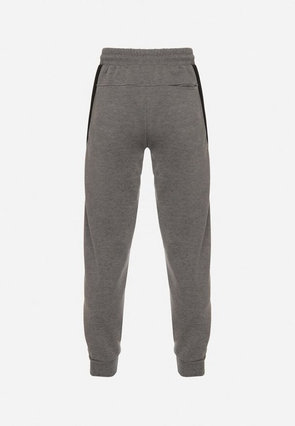 Born2be - Szare Spodnie Dresowe Joggery ze Ściągaczami i Kontrastowymi Wstawkami Napova. Okazja: na co dzień. Kolor: szary. Materiał: dresówka. Styl: klasyczny, elegancki, casual