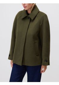 Reserved - Flauszowa kurtka z wełną - oliwkowy. Kolor: oliwkowy. Materiał: wełna #1