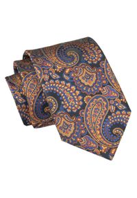 Męski Krawat Angelo di Monti - Paisley, Pomarańcz. Materiał: tkanina. Wzór: paisley. Styl: wizytowy, elegancki
