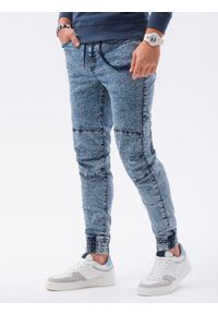 Ombre Clothing - Spodnie męskie jeansowe joggery - jasnoniebieskie V1 P1056 - XXL. Kolor: niebieski. Materiał: jeans #1