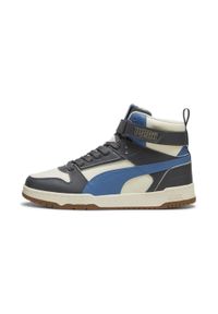 Sneakersy męskie Puma RBD Game wysokie za kostkę skórzane białe (385839-30). Wysokość cholewki: za kostkę. Kolor: wielokolorowy. Materiał: skóra