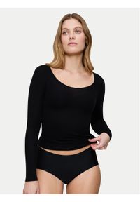 Triumph Koszulka piżamowa Bauty Layers 10225060 Czarny Slim Fit. Kolor: czarny. Materiał: lyocell