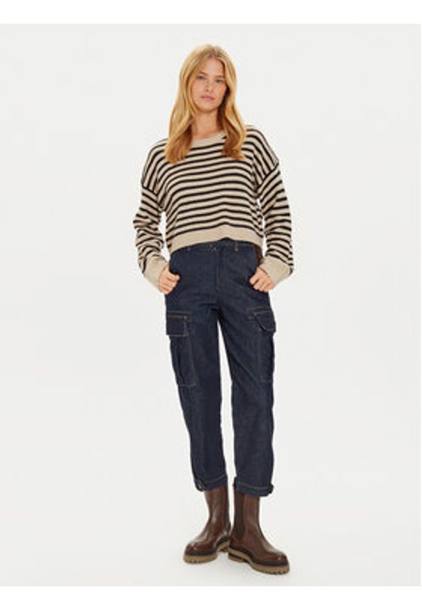 Brave Soul Sweter LK-230SEATON Beżowy Regular Fit. Kolor: beżowy. Materiał: syntetyk