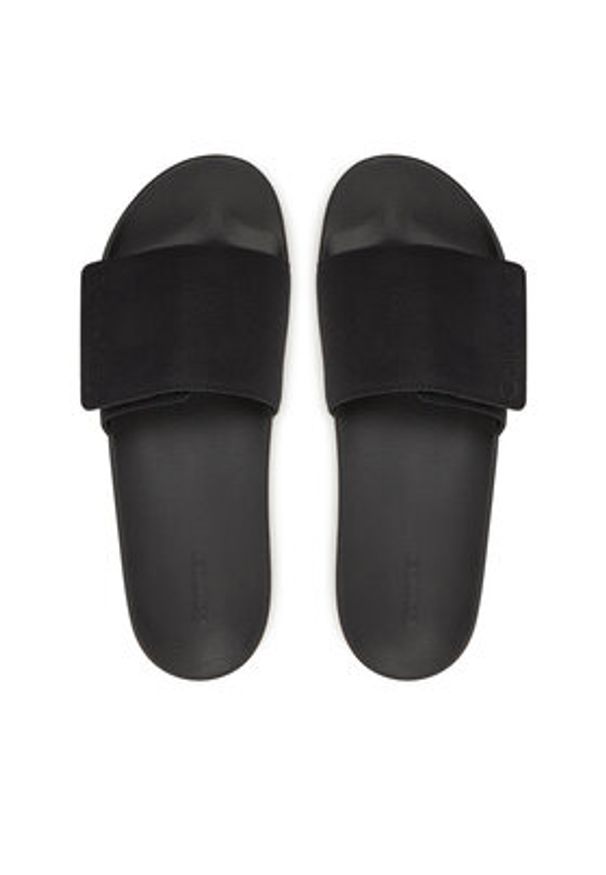 Calvin Klein Klapki Adj Pool Slide Canvas Logo HM0HM01749 Czarny. Kolor: czarny. Materiał: materiał