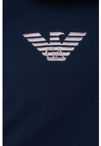 Emporio Armani Underwear Bluza 111835.1A575 męska kolor granatowy z kapturem z aplikacją. Typ kołnierza: kaptur. Kolor: niebieski. Długość rękawa: raglanowy rękaw. Wzór: aplikacja #4