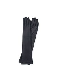 Wittchen - Damskie rękawiczki ze skóry długie czarne. Kolor: czarny. Materiał: skóra. Styl: elegancki, wizytowy