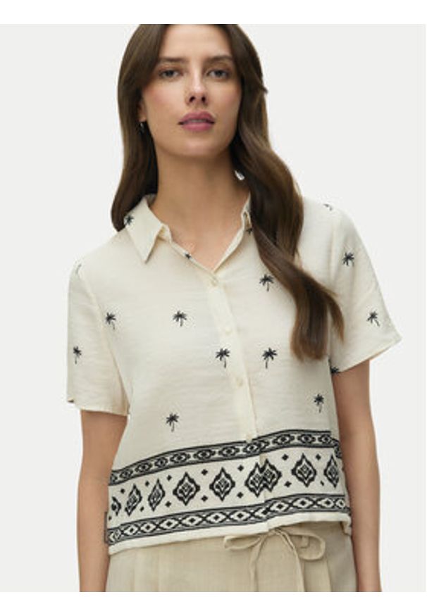 Vero Moda Koszula Kai 10345548 Beżowy Regular Fit. Kolor: beżowy. Materiał: wiskoza