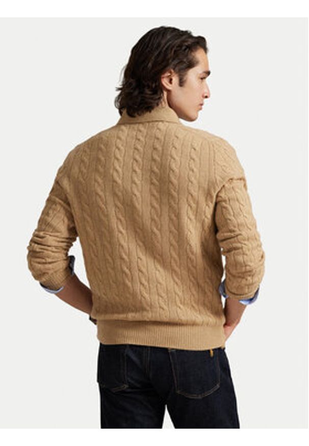 Polo Ralph Lauren Sweter 710974165004 Beżowy Regular Fit. Typ kołnierza: polo. Kolor: beżowy. Materiał: wełna