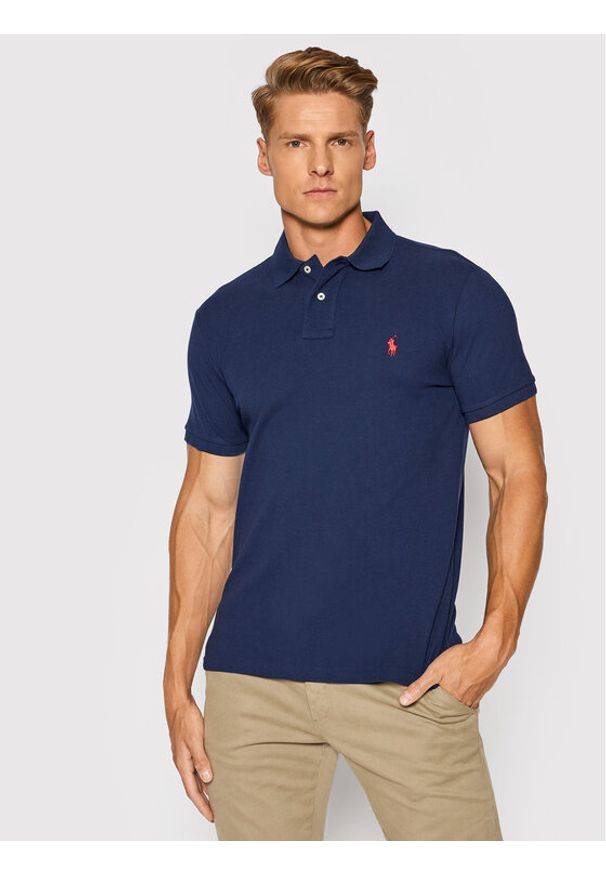 Polo Ralph Lauren Polo Core Replen 710782592 Granatowy Custom Slim Fit. Typ kołnierza: polo. Kolor: niebieski. Materiał: bawełna