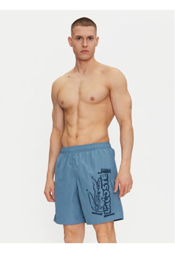 Lacoste Szorty kąpielowe MH9135 Niebieski Regular Fit. Kolor: niebieski. Materiał: syntetyk