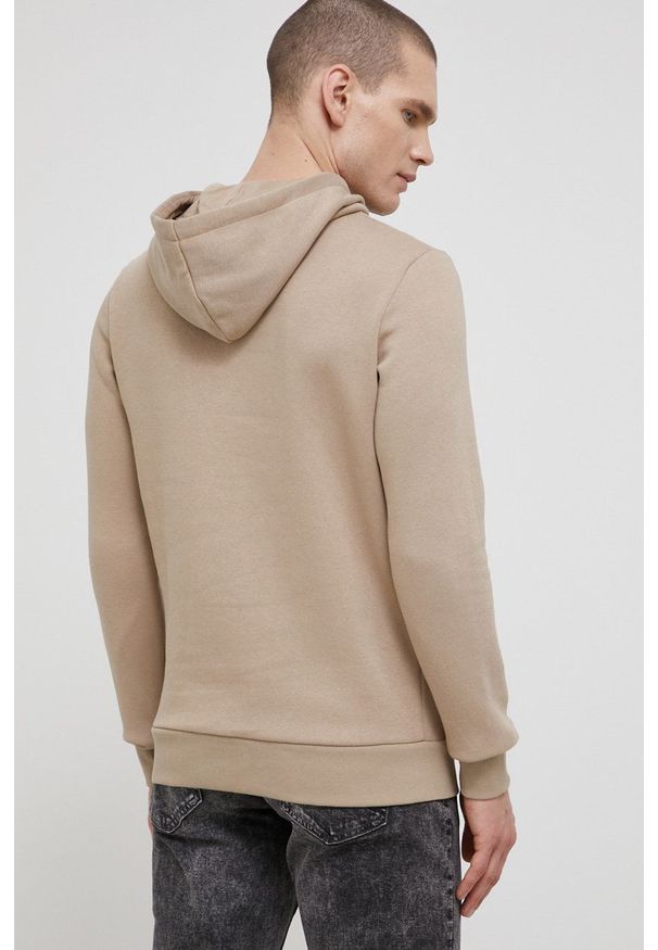 Jack & Jones bluza męska kolor beżowy z kapturem z nadrukiem. Okazja: na co dzień. Typ kołnierza: kaptur. Kolor: beżowy. Materiał: dzianina. Wzór: nadruk. Styl: casual