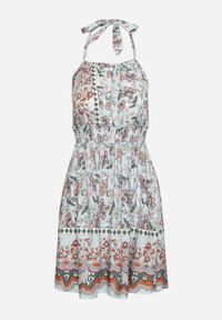 Born2be - Jasnoniebieska Rozkloszowana Sukienka z Wiskozą z Wiązaniem na Karku Aralune. Okazja: na co dzień, na imprezę. Kolor: niebieski. Materiał: wiskoza. Typ sukienki: rozkloszowane, proste. Styl: klasyczny, casual, elegancki #4