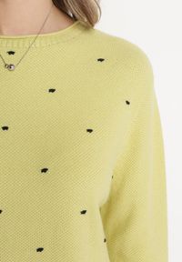Born2be - Jasnozielony Luźny Sweter w Kropki Alynnia. Kolor: zielony. Materiał: tkanina, dzianina. Długość rękawa: długi rękaw. Długość: długie. Wzór: kropki. Styl: klasyczny #3